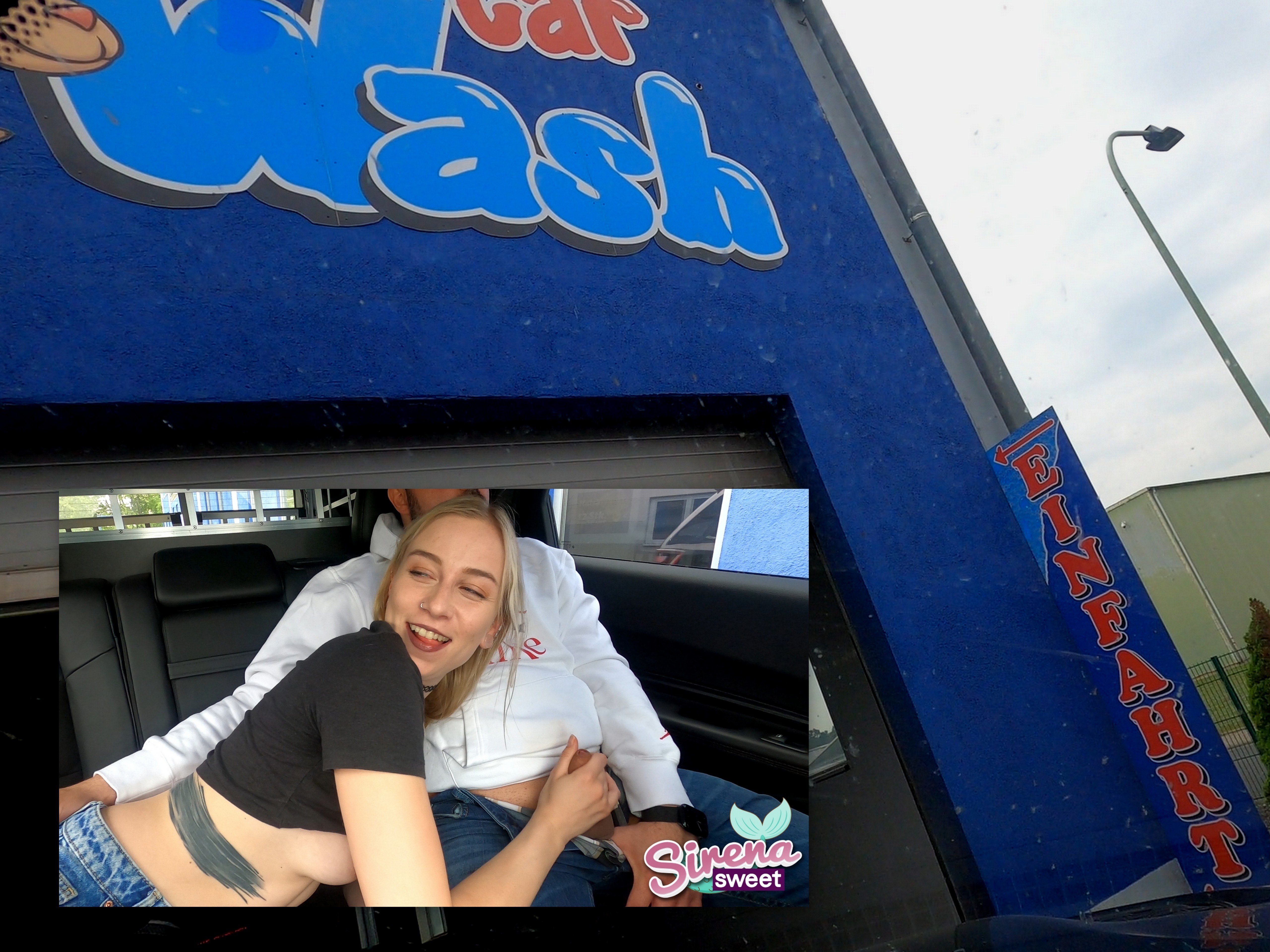 Risky blowjob at the car wash