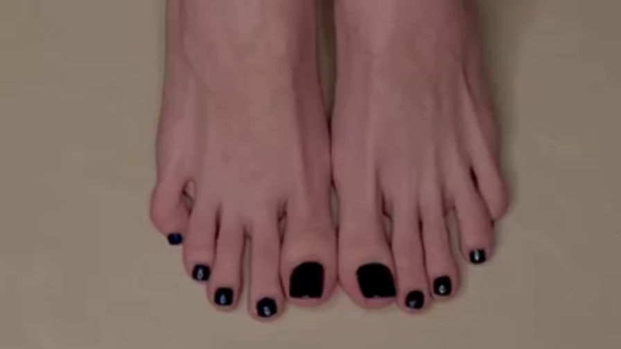 Long Toes Spreading and Toe Wiggling, black toenail polish