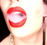 RUSSIANBEAUTY: 4K Applying Red Lipstick and Smoking hookah on black background Download