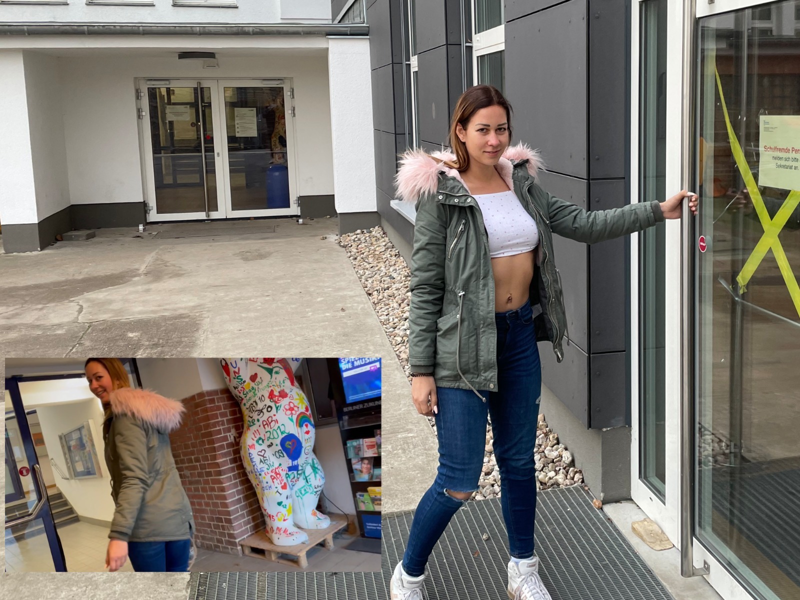 Creampie at the university! Caught by the caretaker and still fucked!