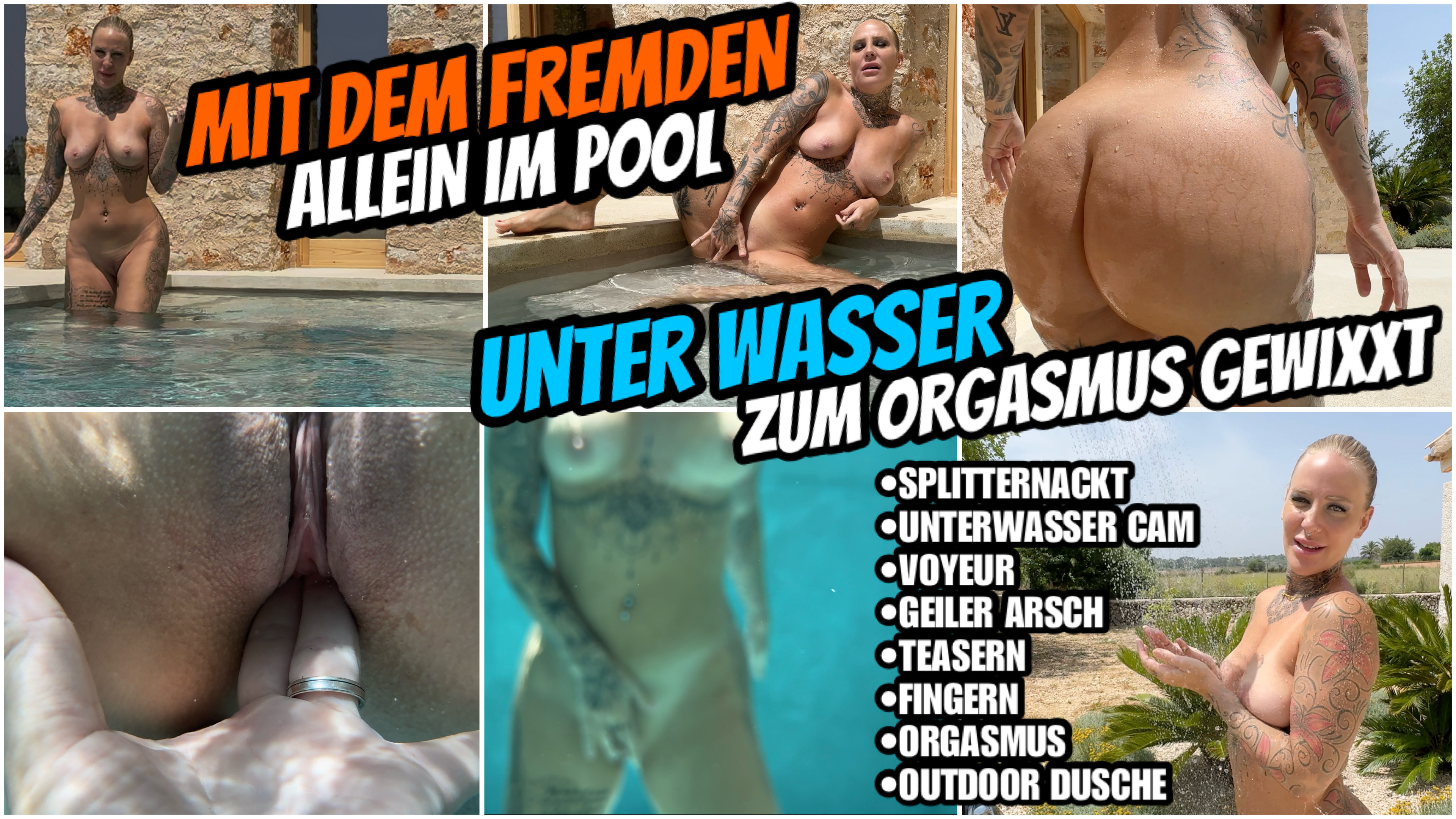 Alone in the pool with a STRANGER | Wanking underwater to orgasm