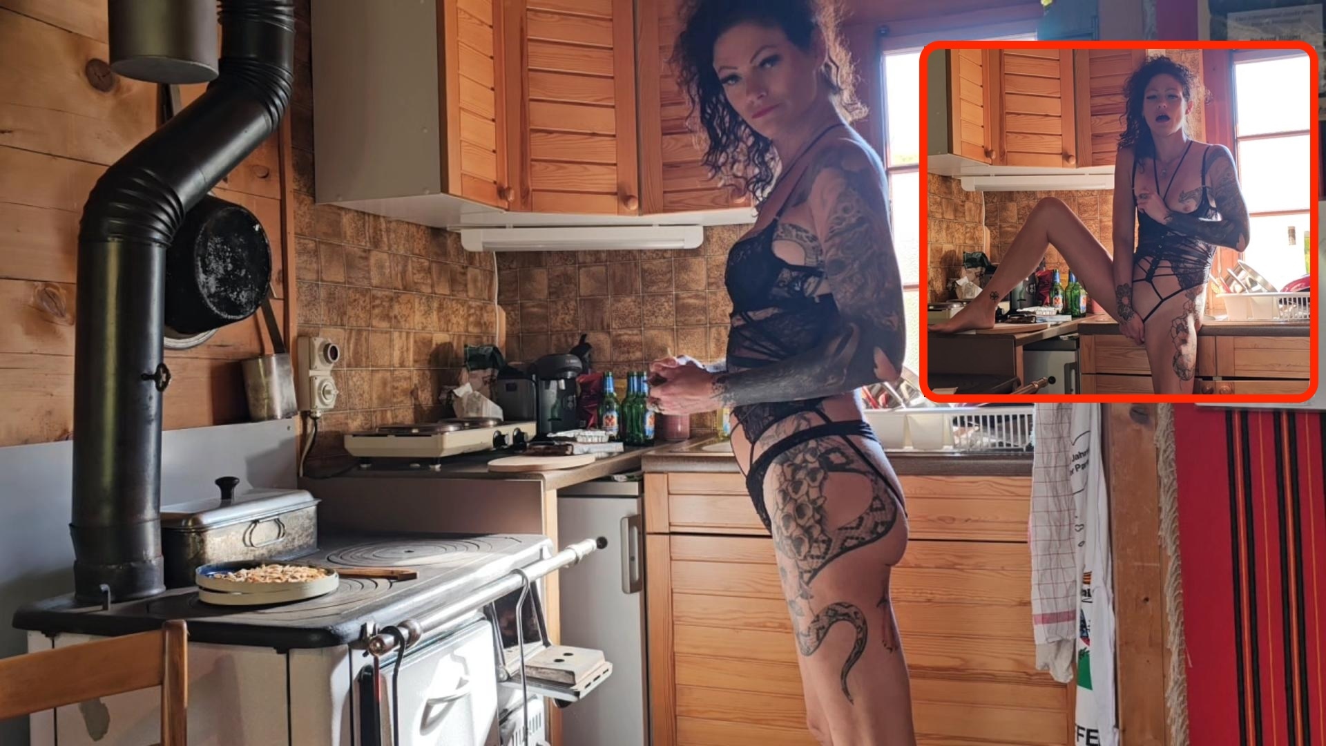 Small erotic workout in the forest cabin - stretching exercises alla Sydney