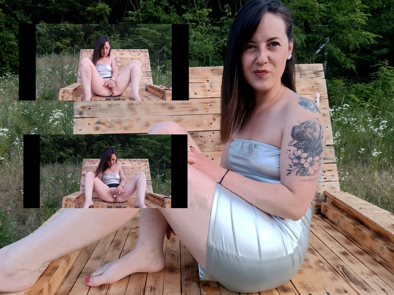 A cozy outdoor wank! Ben Wa balls and plug were to blame! Why not take advantage of the weather?!