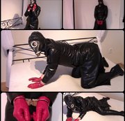 BONDAGEANGEL: mask, handcuffs and black shiny coat Download