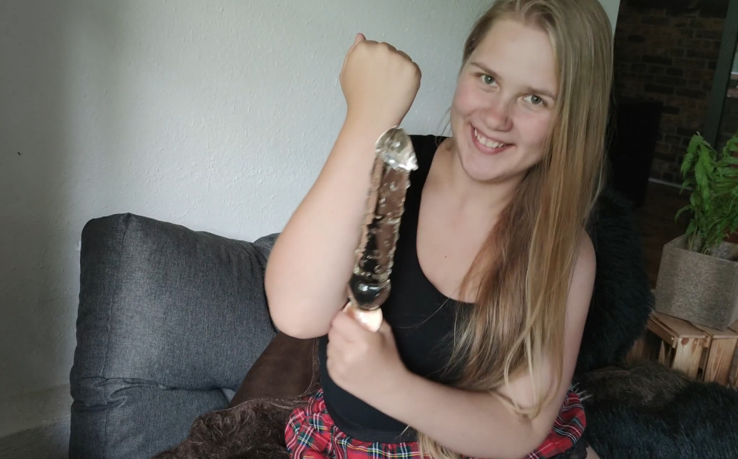 Fucked with GIANT DILDO and ANAL PLUG made of GLASS!