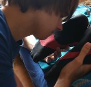 Young guy licking, kissing and cum on my feet Amateur Gay Video