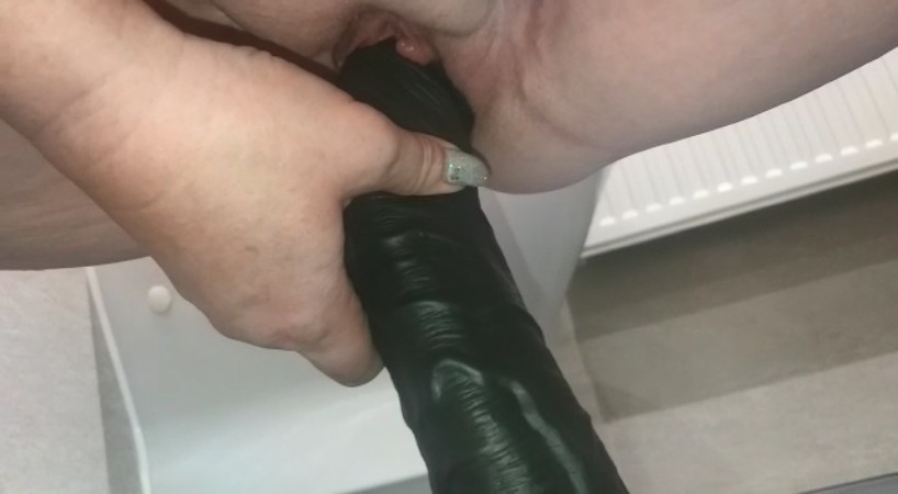 rubber tail riding in the bathroom