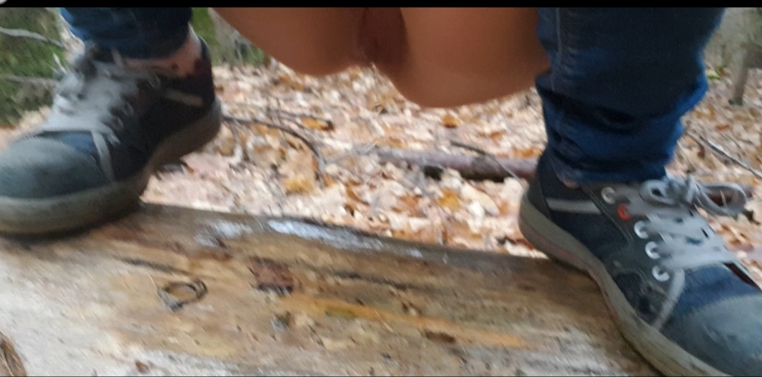 Pissing on the tree trunk