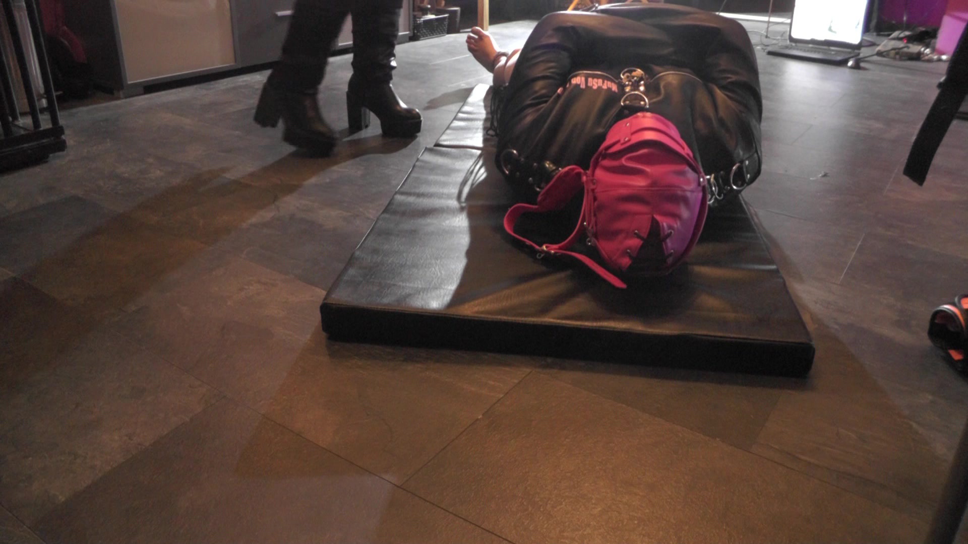 Subbi trampling in straitjacket with brute boots