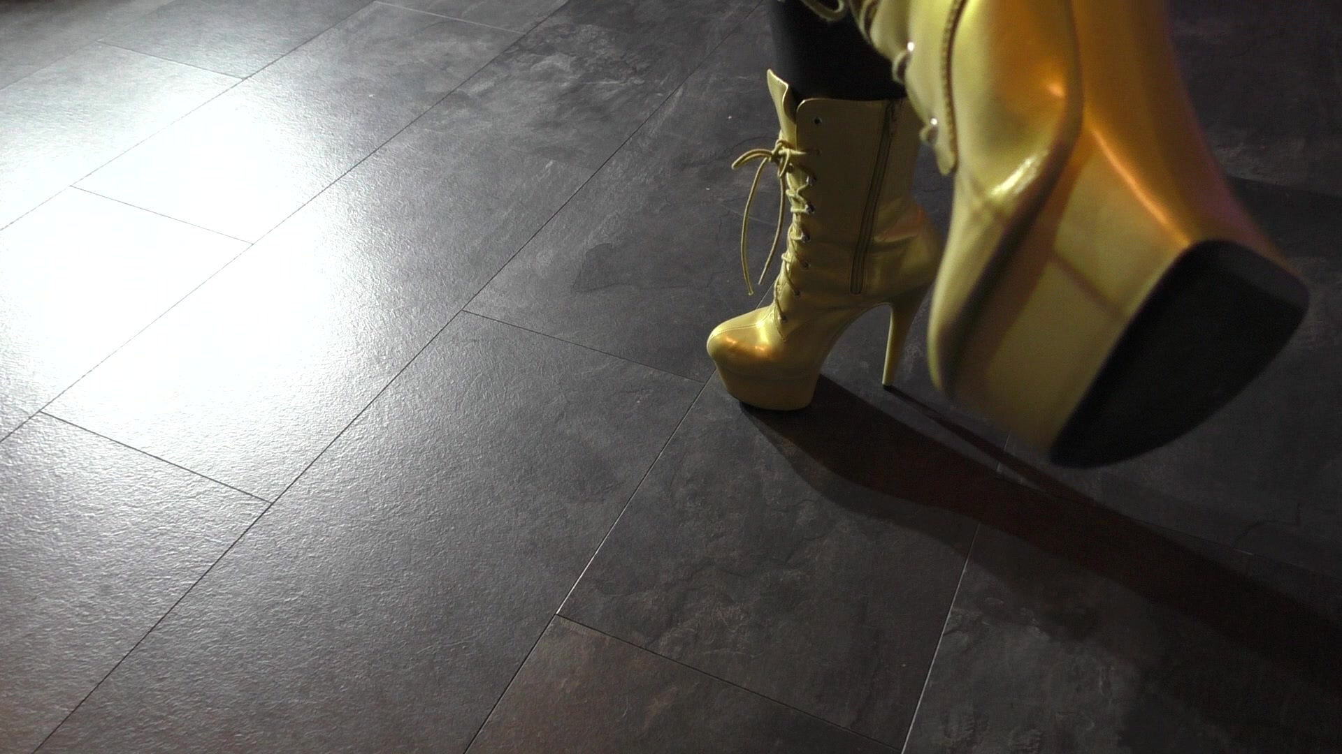golden platform boots