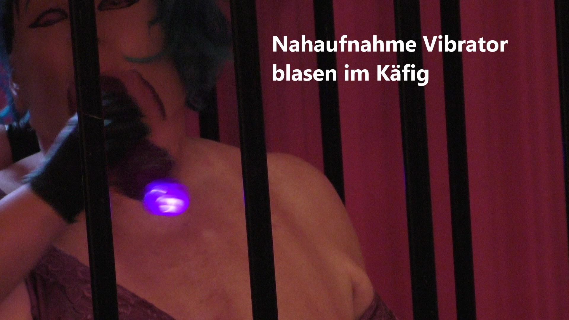 Close up vibrator blowing in the cage