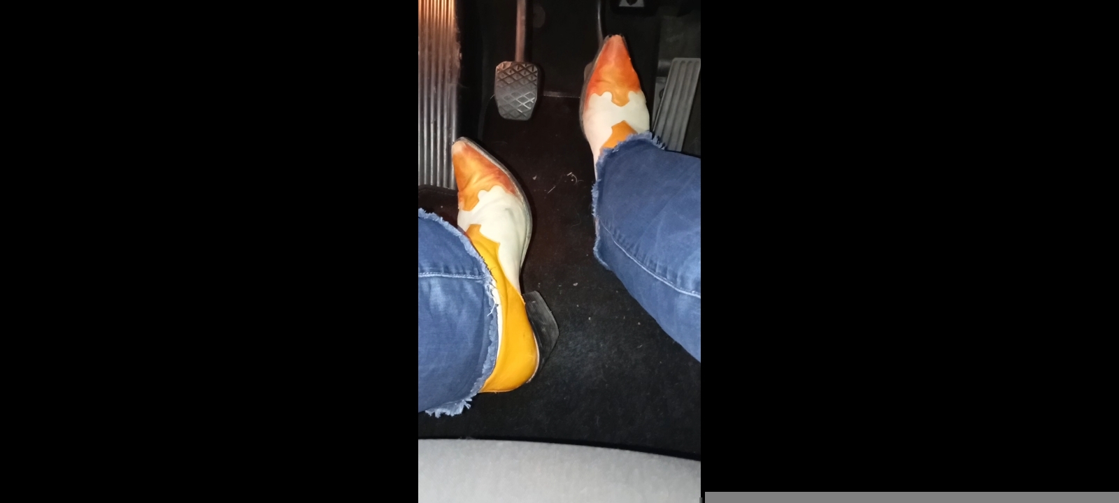 My feet drive a car, fetish, cowboy boots, awesome, grrrr