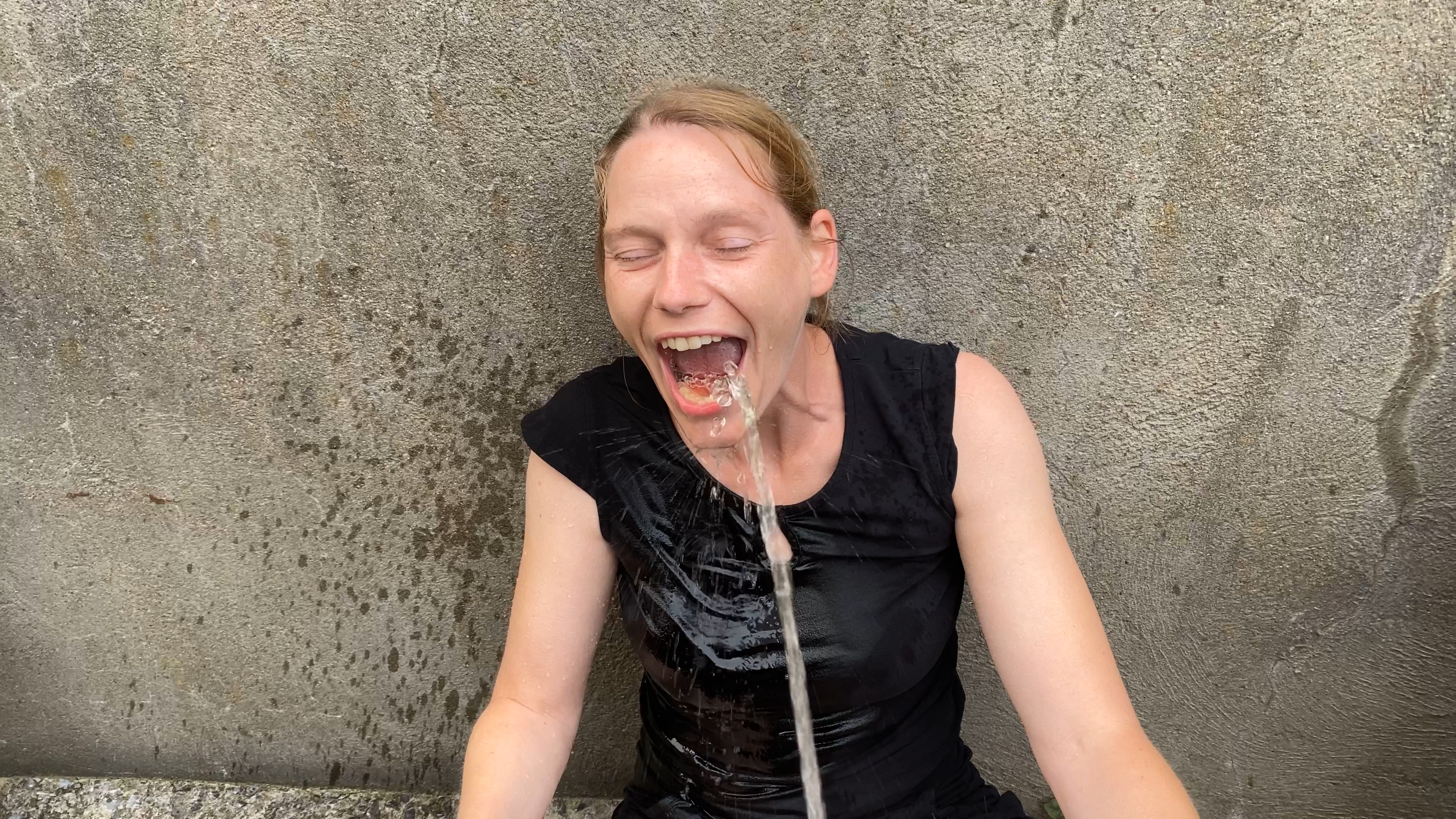 Emma pisses outdoors, gets caught and pissed off