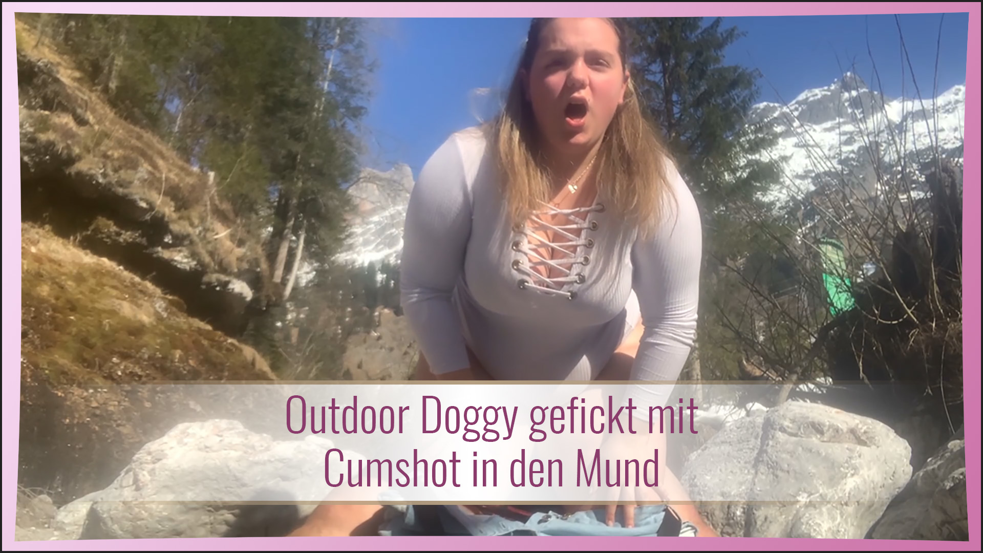 Outdoor doggy fucked with cumshot in her mouth