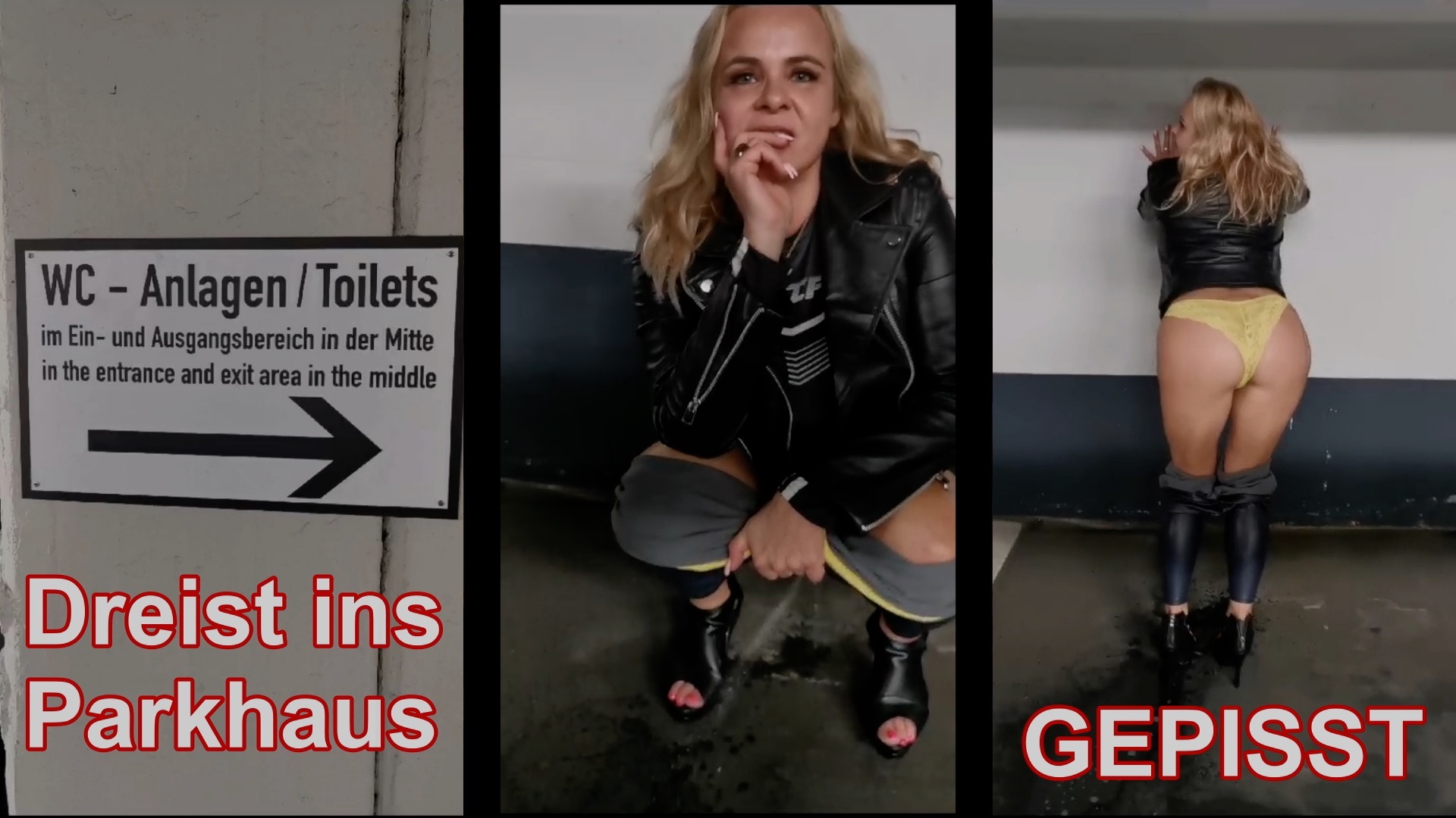 Brazenly pissing in the parking garage!