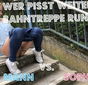 DEVIL-SOPHIE: Wer pisst weiter die Bahntreppen runter - Mann vs. Sophie Download