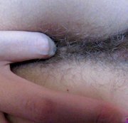 Close up hairy asshole teasing and fingering