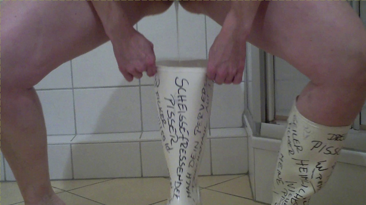 Painted and pissed on wellies