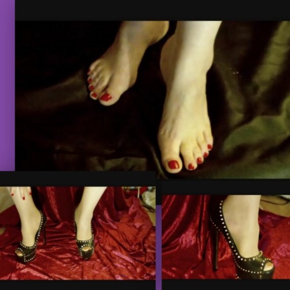 Feet, heels and red nails